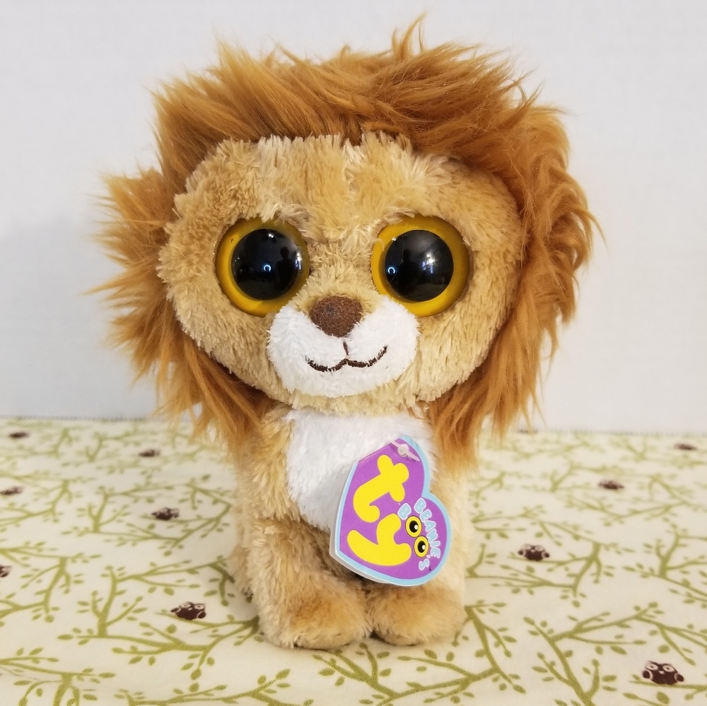 Ty Beanie Baby Lion King  Sep 21 Tan Cream Brown White Big Eyes Tag